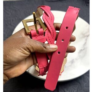 Vince Camuto Hot Pink Braided Woven Panel Leather Belt Classic SZ L: Pre-Owned
